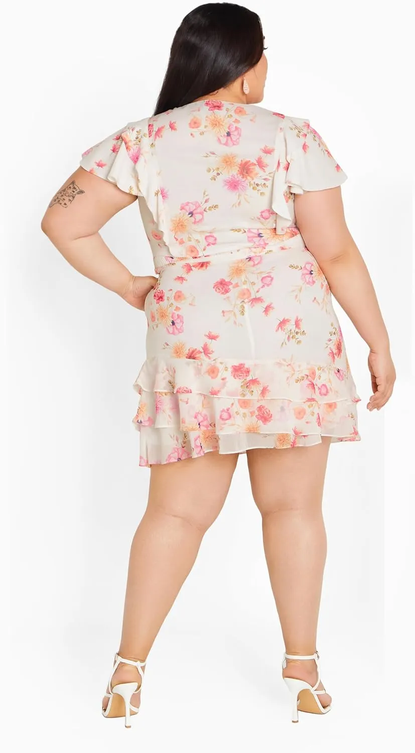 City Chic Women's Plus Size Romantic Print Dress