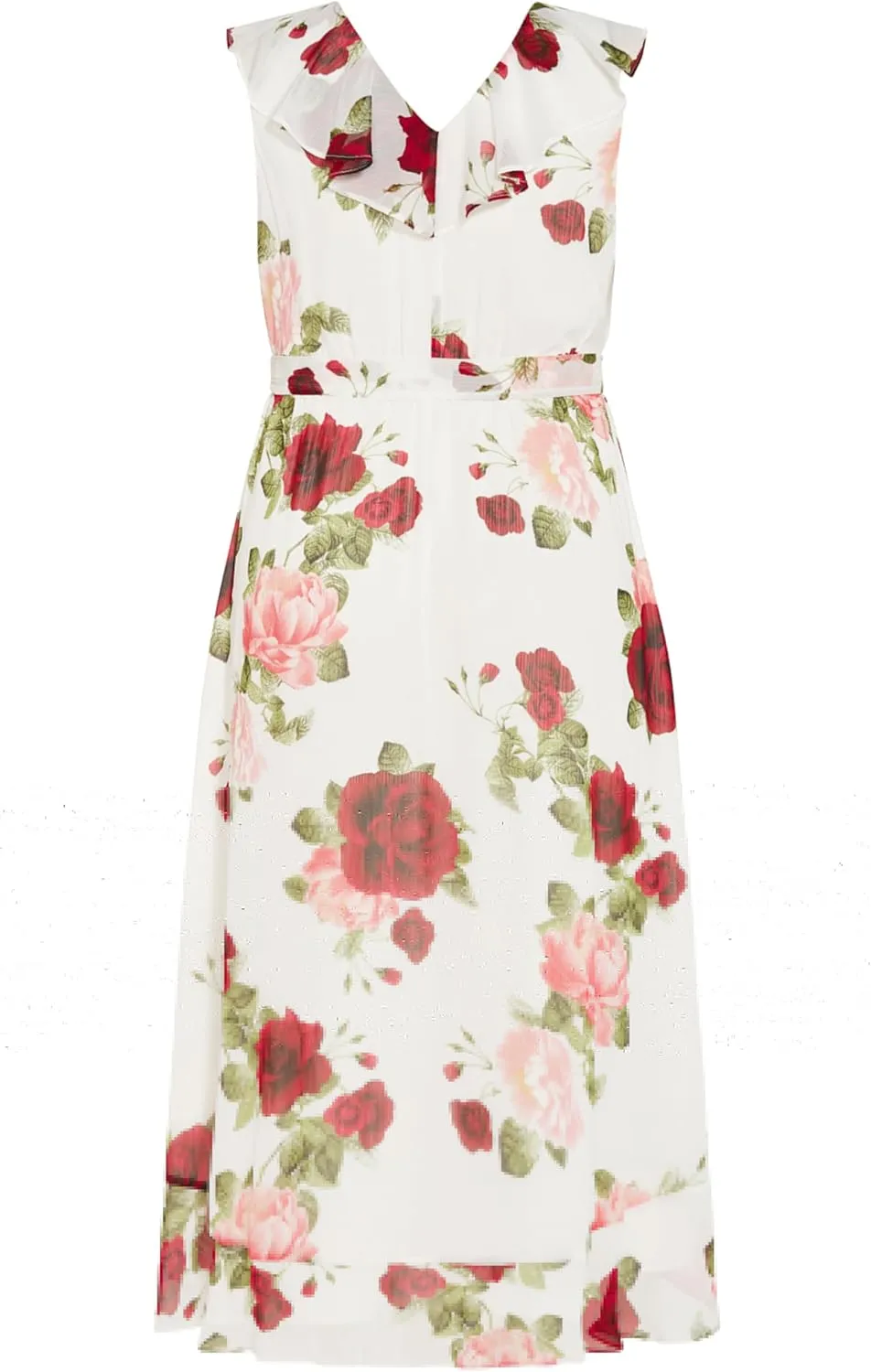 City Chic Women's Plus Size V Neckline Faux Wrap Ruffle Bust Hi Lo Floral Maxi Dress