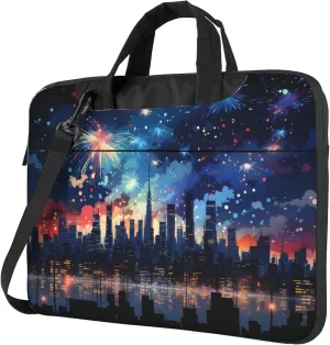 City Fireworks at Night Laptop Shoulder Bag for Women, Laptop Sleeve Case Durable Computer Bag