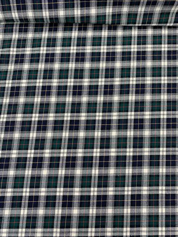 Classic Plaid Woven Yarn-Dyed Cotton Shirting - Navy / Green / White / Yellow / Red