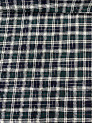 Classic Plaid Woven Yarn-Dyed Cotton Shirting - Navy / Green / White / Yellow / Red