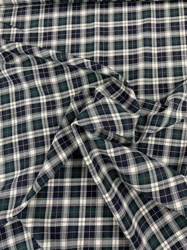 Classic Plaid Woven Yarn-Dyed Cotton Shirting - Navy / Green / White / Yellow / Red