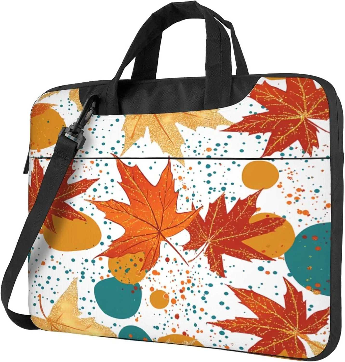 Colored Autumn Maple Leaves Laptop Shoulder Bag for Women, Laptop Sleeve Case Durable Computer Bag