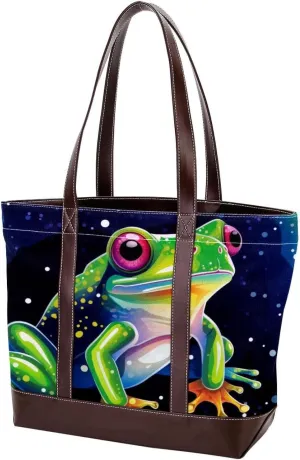 Colored Frog-1167 Shoulder Purses for Women Large Soft Washed Leather Purses and Durable Handbags