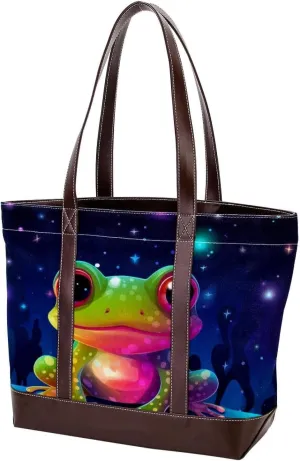 Colored Frog-1167 Shoulder Purses for Women Large Soft Washed Leather Purses and Durable Handbags