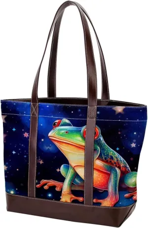 Colored Frog-1167 Shoulder Purses for Women Large Soft Washed Leather Purses and Durable Handbags