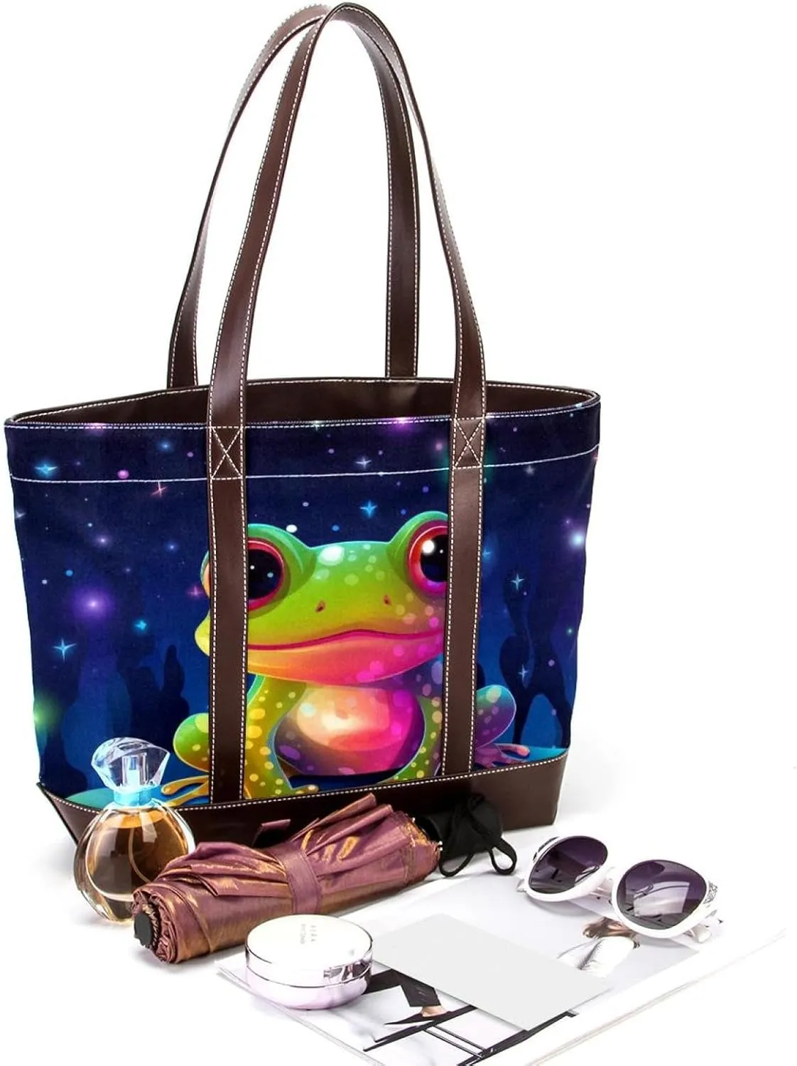 Colored Frog-1167 Shoulder Purses for Women Large Soft Washed Leather Purses and Durable Handbags