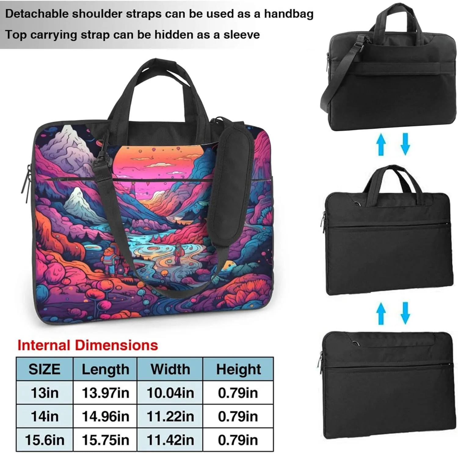 Colorful Abstract Mountain Laptop Shoulder Bag for Women, Laptop Sleeve Case Durable Computer Bag