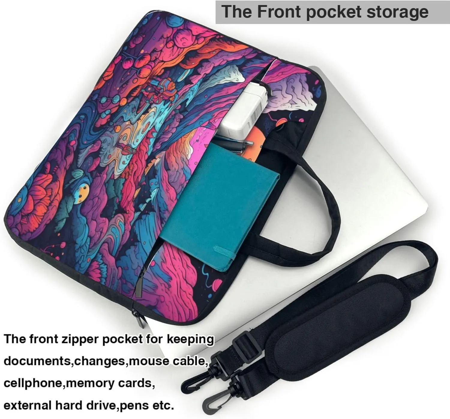 Colorful Abstract Mountain Laptop Shoulder Bag for Women, Laptop Sleeve Case Durable Computer Bag