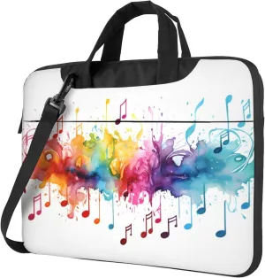 Colorful Abstract Music Note Laptop Shoulder Bag for Women, Laptop Sleeve Case Durable Computer Bag