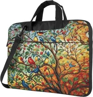 Colorful Bird Branch Laptop Shoulder Bag for Women, Laptop Sleeve Case Durable Computer Bag