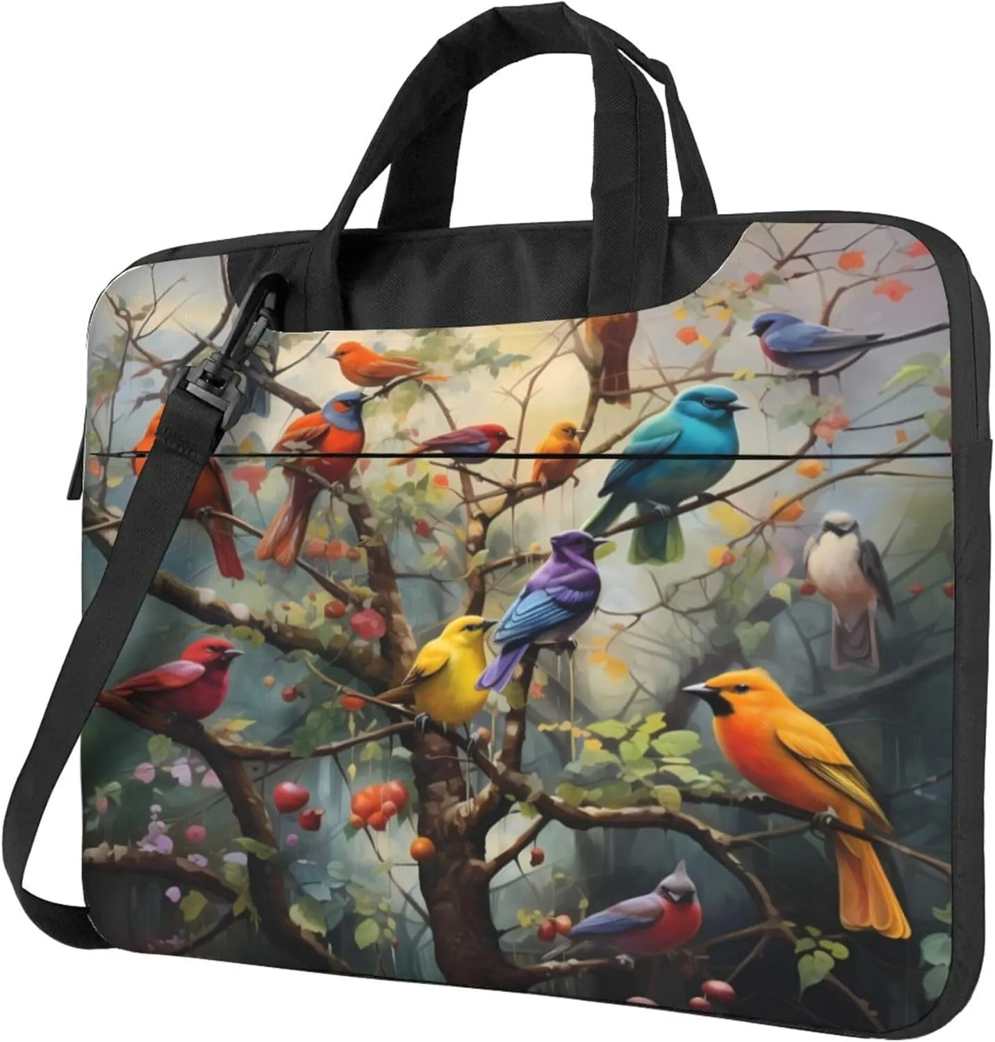 Colorful birds tree branch Laptop Shoulder Bag for Women, Laptop Sleeve Case Durable Computer Bag