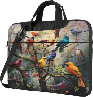 Colorful birds tree branch Laptop Shoulder Bag for Women, Laptop Sleeve Case Durable Computer Bag