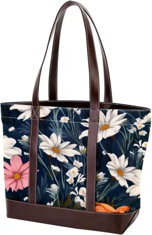 Colorful Flowers-1530 Shoulder Purses for Women Large Soft Washed Leather Purses and Durable Handbags