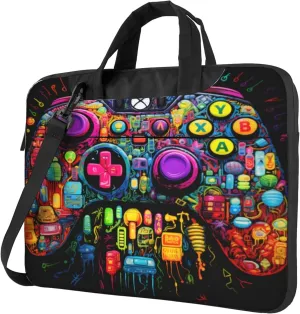 Colorful Game Laptop Shoulder Bag for Women, Abstract Pattern Laptop Sleeve Case Durable Computer Bag