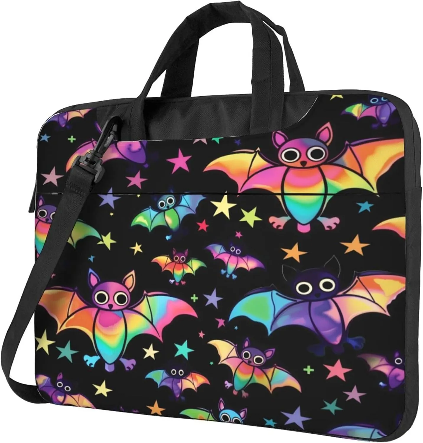 Colorful Halloween Bat Laptop Shoulder Bag for Women, Laptop Sleeve Case Durable Computer Bag