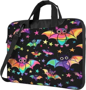 Colorful Halloween Bat Laptop Shoulder Bag for Women, Laptop Sleeve Case Durable Computer Bag