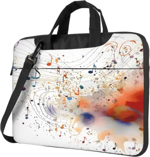 Colorful Musical Notes Laptop Shoulder Bag for Women, Laptop Sleeve Case Durable Computer Bag