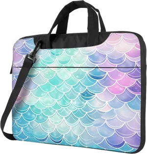 Colorful Ocean Mermaid Scale Laptop Shoulder Bag for Women, Laptop Sleeve Case Durable Computer Bag