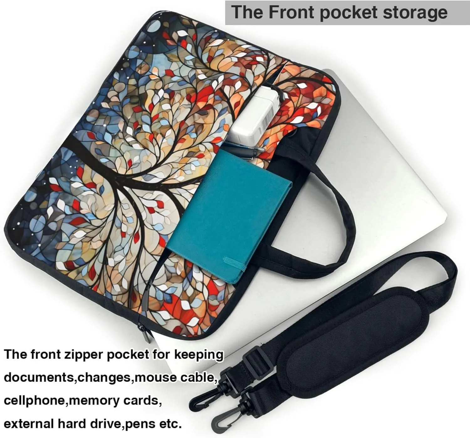 Colorful Tree Rainbow Leaves Laptop Shoulder Bag for Women, Laptop Sleeve Case Durable Computer Bag