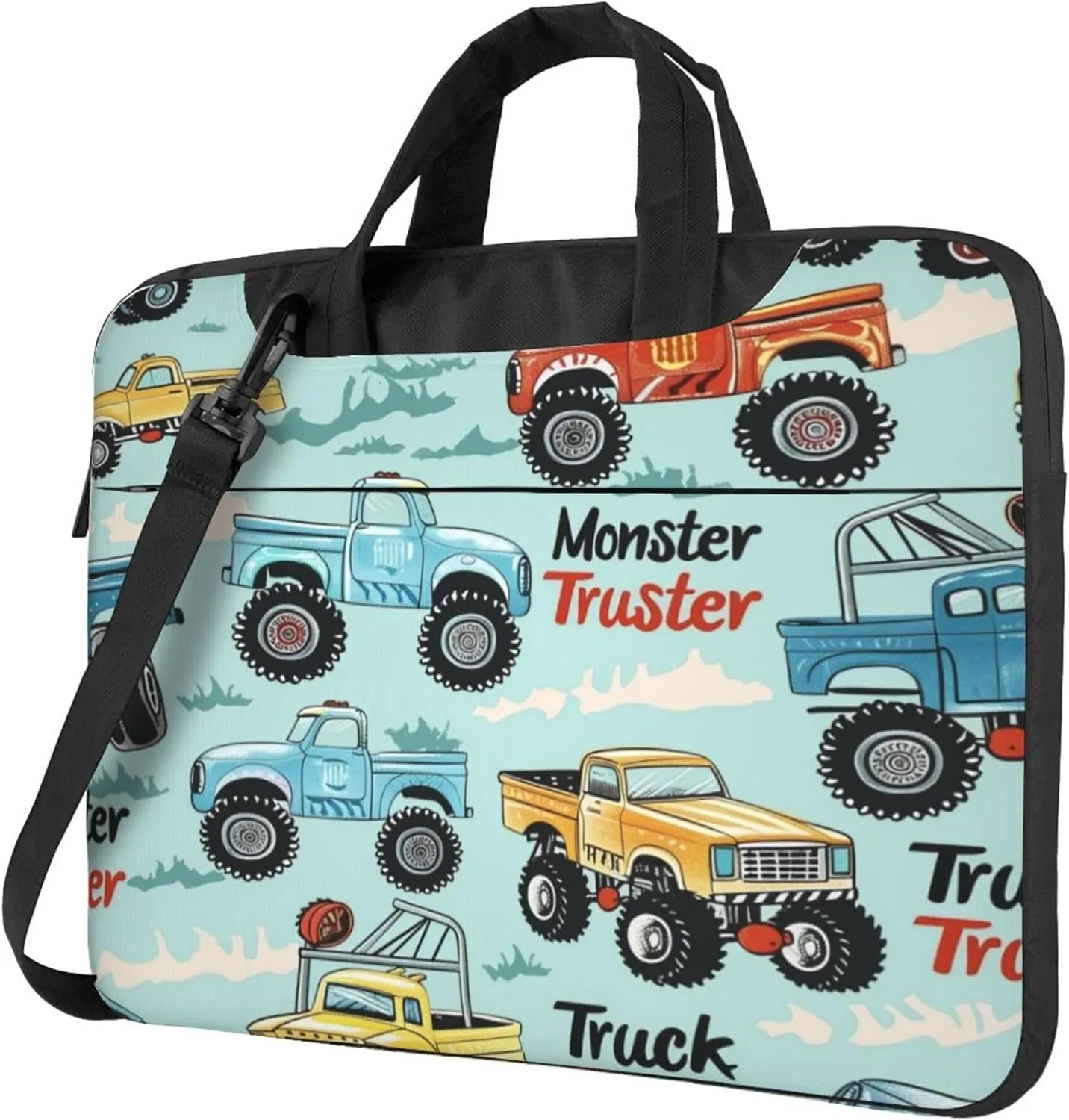 Colorful Truck Laptop Shoulder Bag for Women, Cartoon Car Laptop Sleeve Case Durable Computer Bag