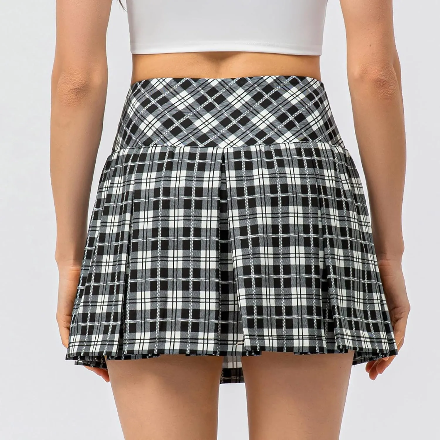 cooki Pleated Skirts for Women High Waist A-Line Tennis Skirt Women's Casual Stretchy Flared Pleated Mini Skirts
