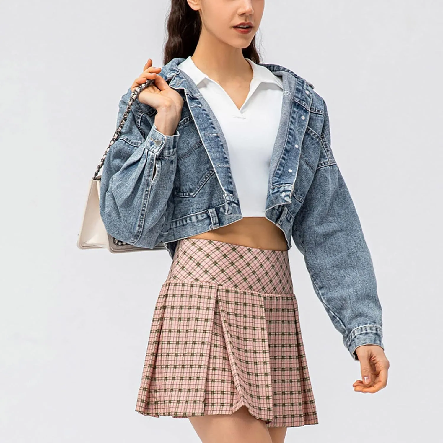 cooki Pleated Skirts for Women High Waist A-Line Tennis Skirt Women's Casual Stretchy Flared Pleated Mini Skirts