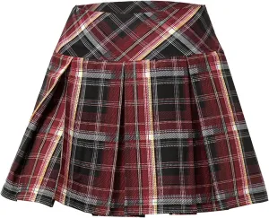 cooki Pleated Skirts for Women High Waist A-Line Tennis Skirt Women's Casual Stretchy Flared Pleated Mini Skirts