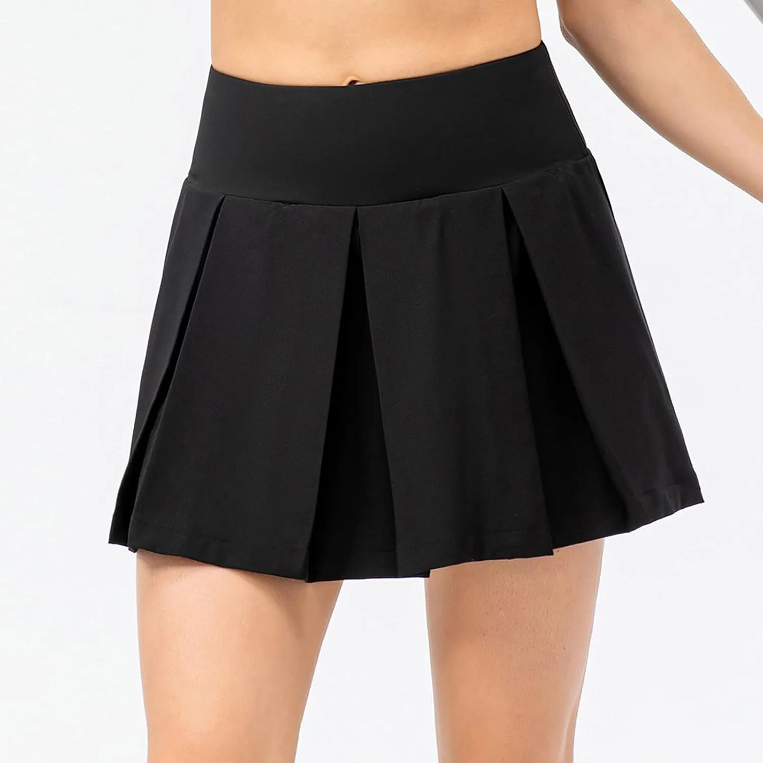 cooki Pleated Skirts for Women High Waist A-Line Tennis Skirt Women's Casual Stretchy Flared Pleated Mini Skirts