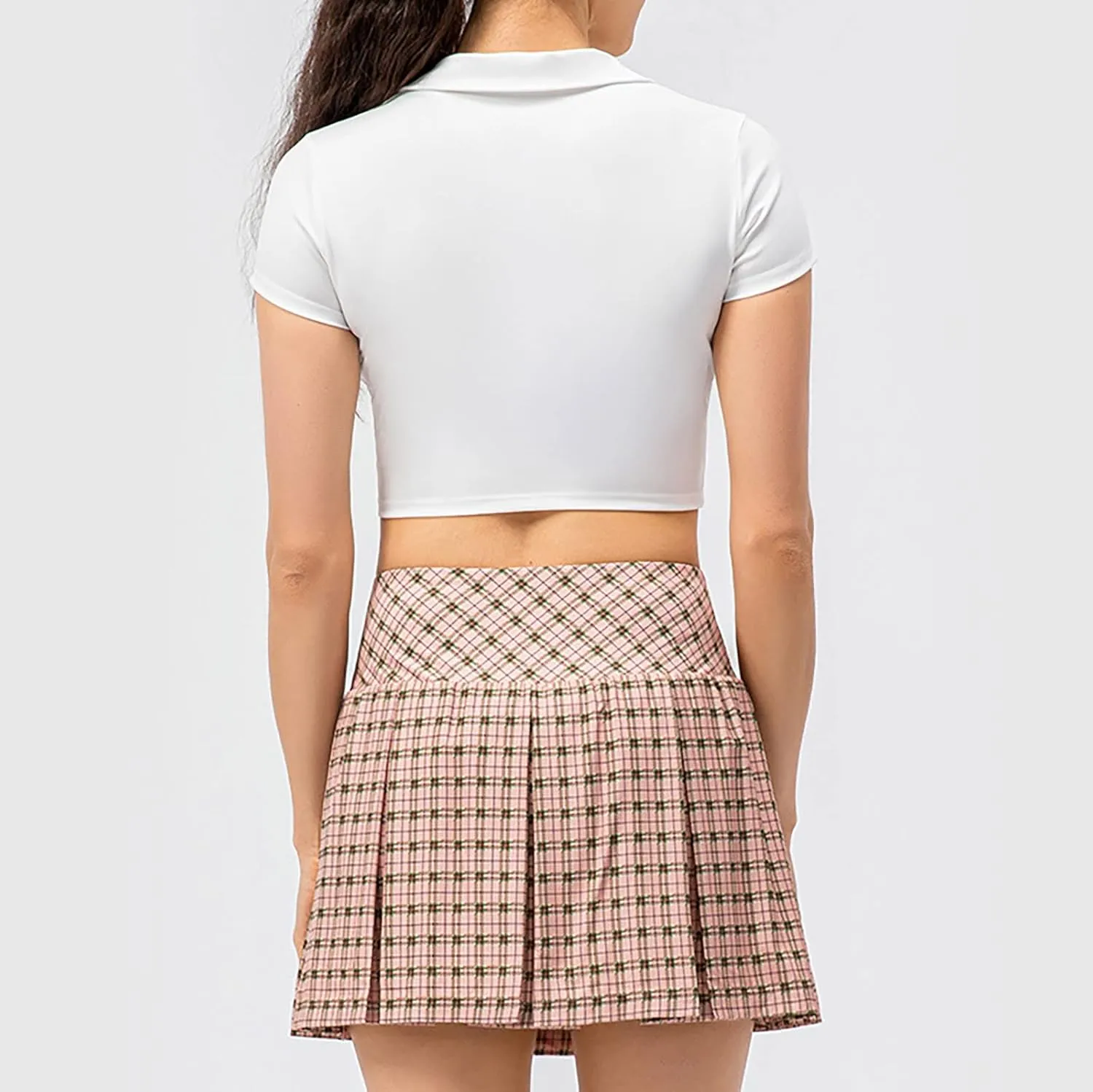 cooki Pleated Skirts for Women High Waist A-Line Tennis Skirt Women's Casual Stretchy Flared Pleated Mini Skirts