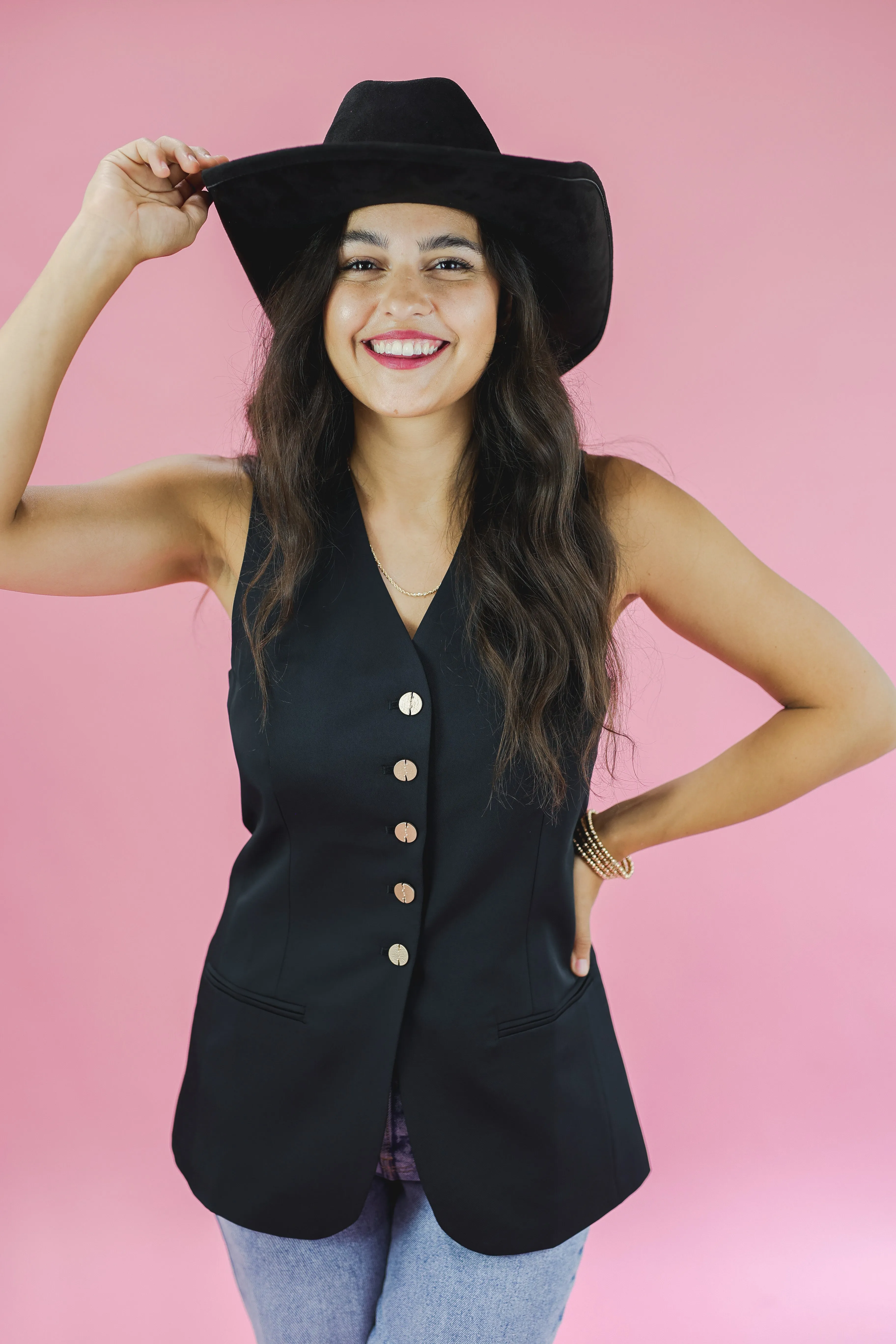 Cowgirl Take Me Away Vest In Black