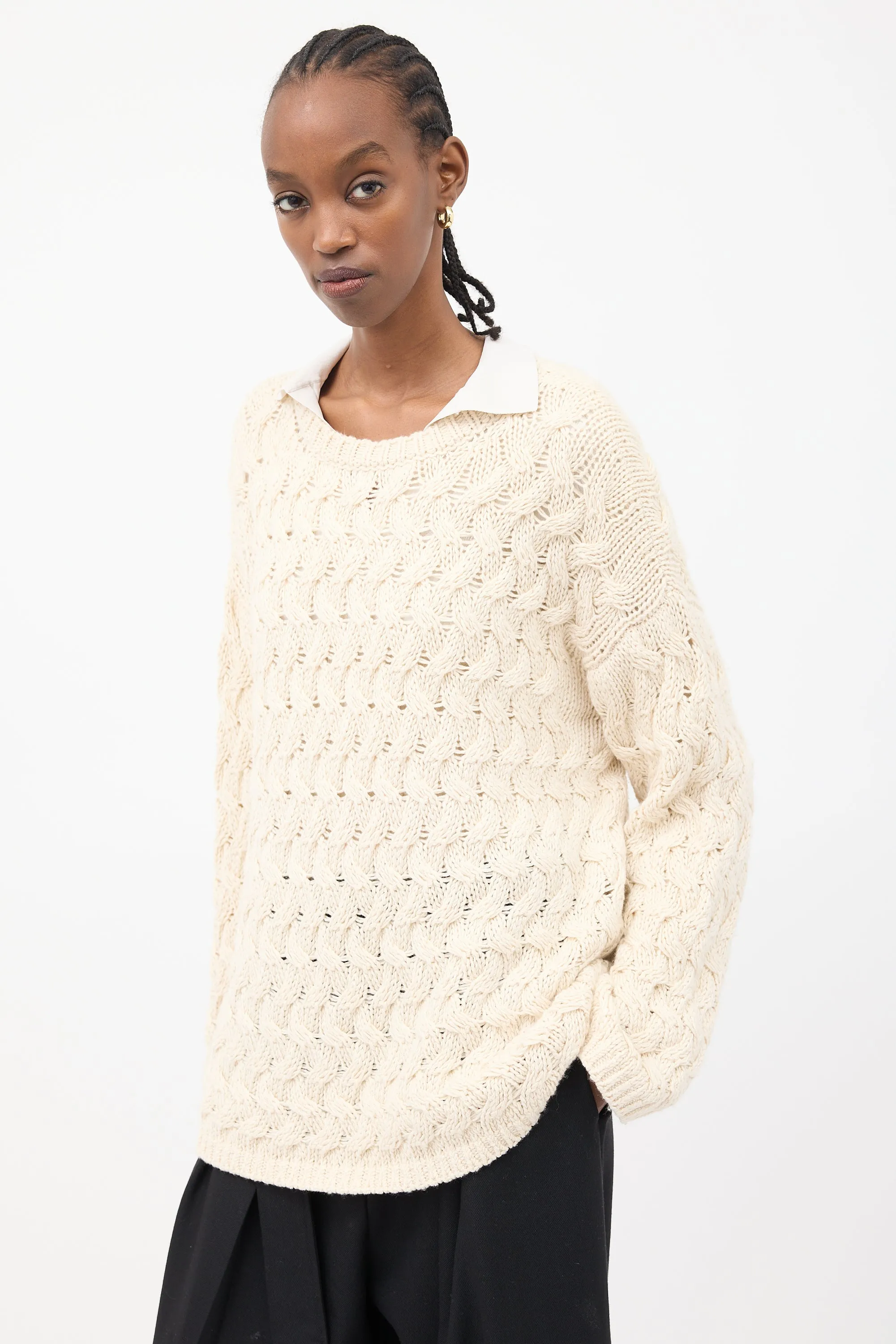 Cream Cashmere & Silk Sweater