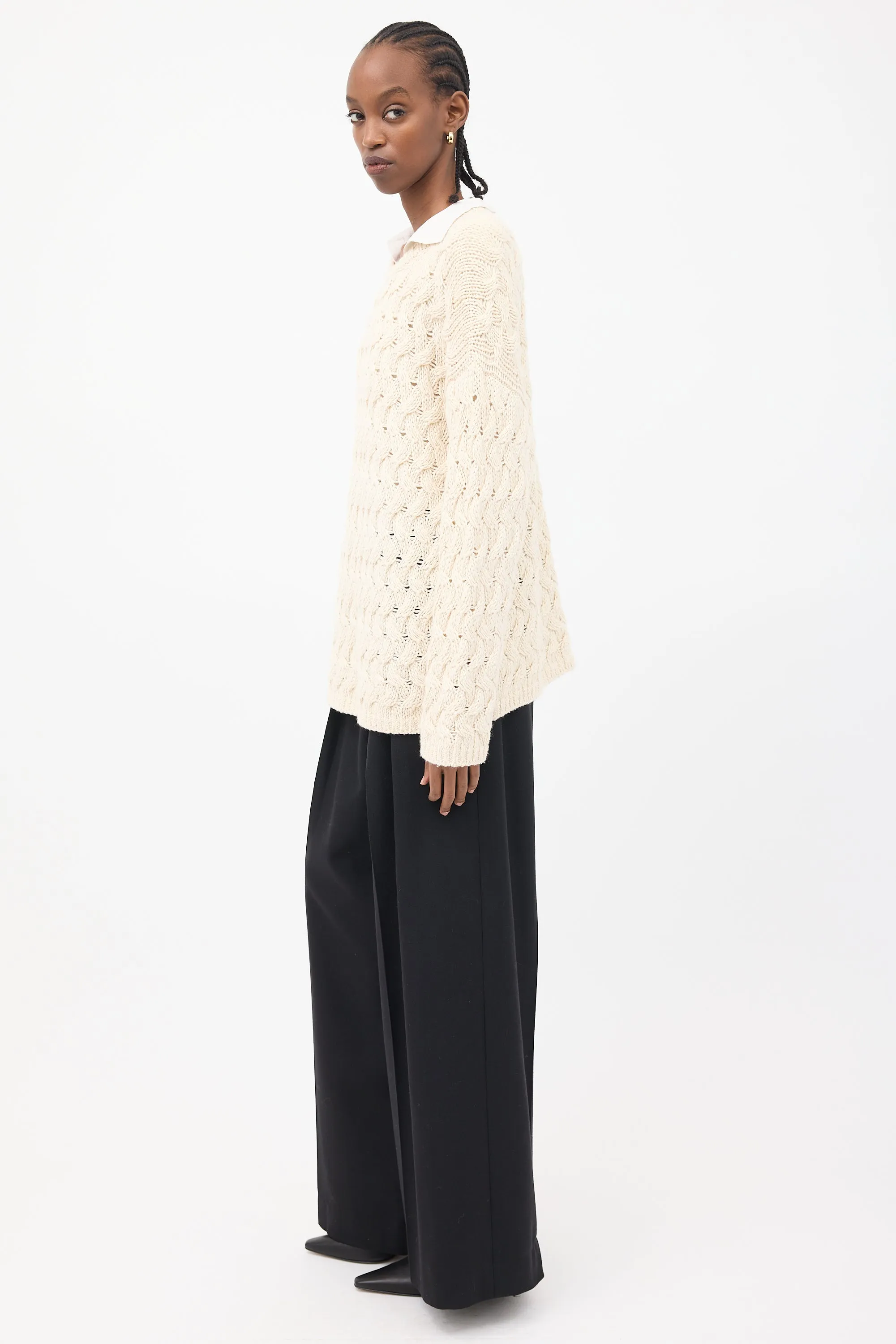Cream Cashmere & Silk Sweater