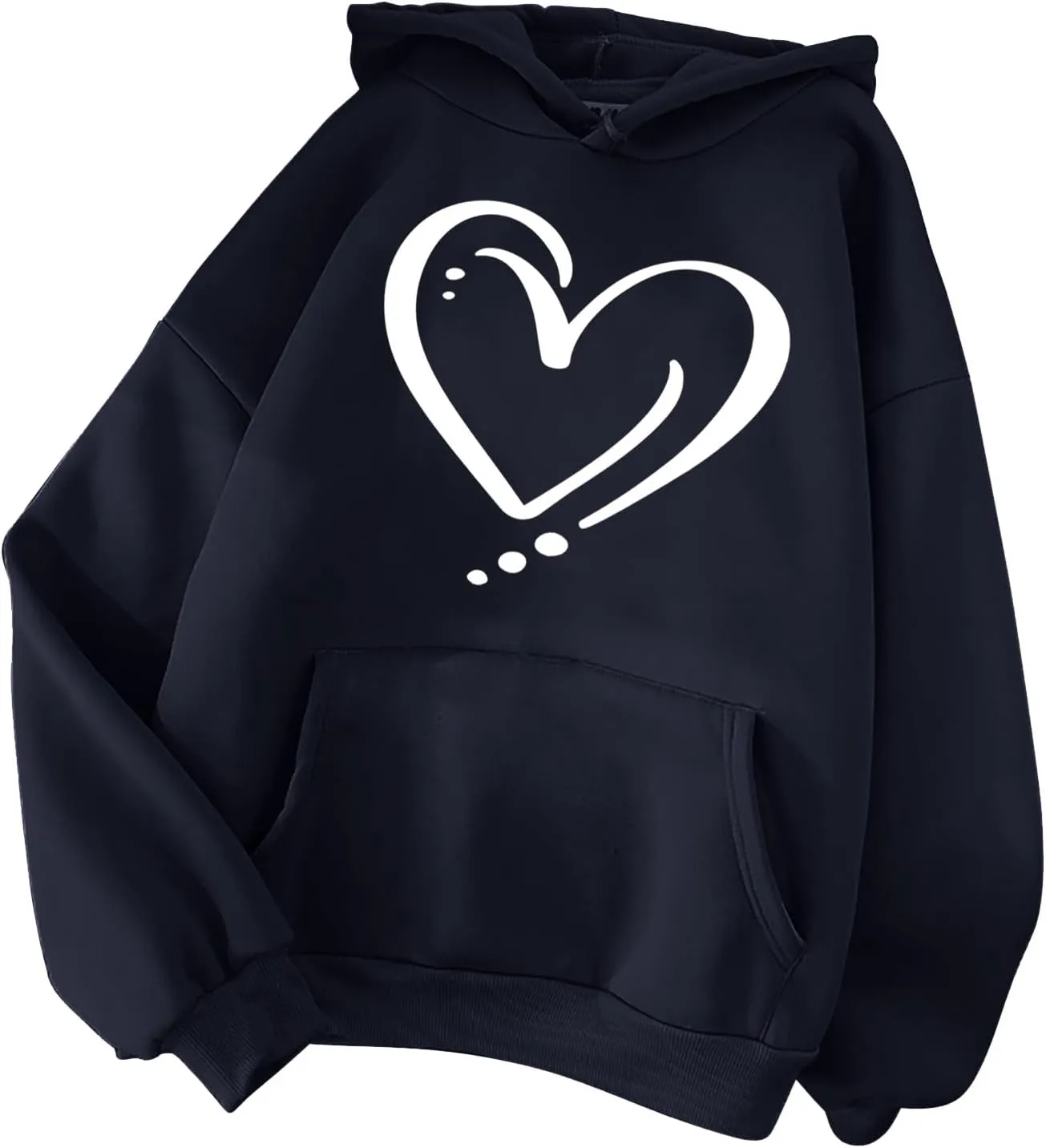 ctdiral Women's Cute Heart Printed Hoodies Casual Long Sleeve Comfortable Hooded Sweatshirt with Pocket Fall Clothes