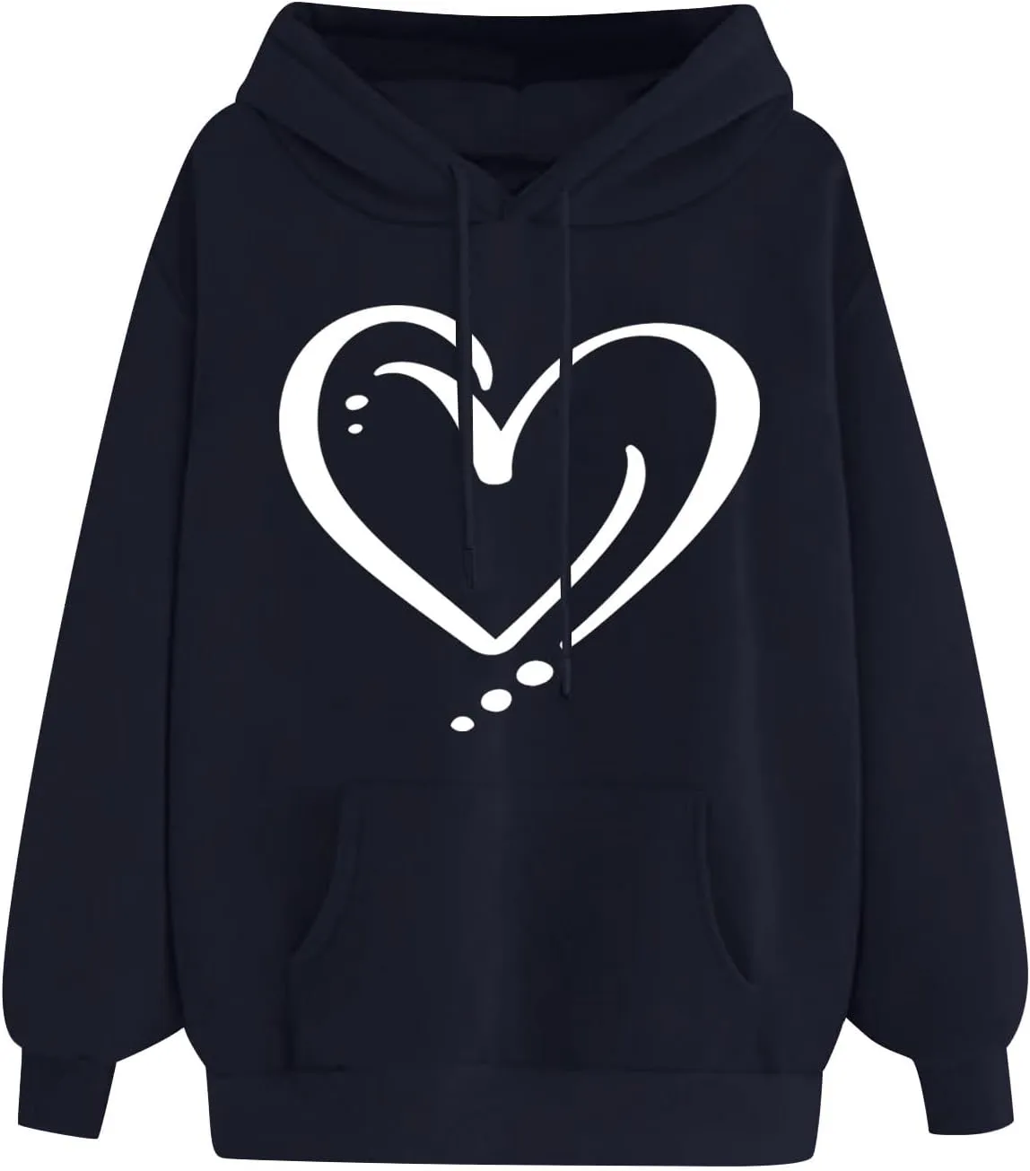 ctdiral Women's Cute Heart Printed Hoodies Casual Long Sleeve Comfortable Hooded Sweatshirt with Pocket Fall Clothes