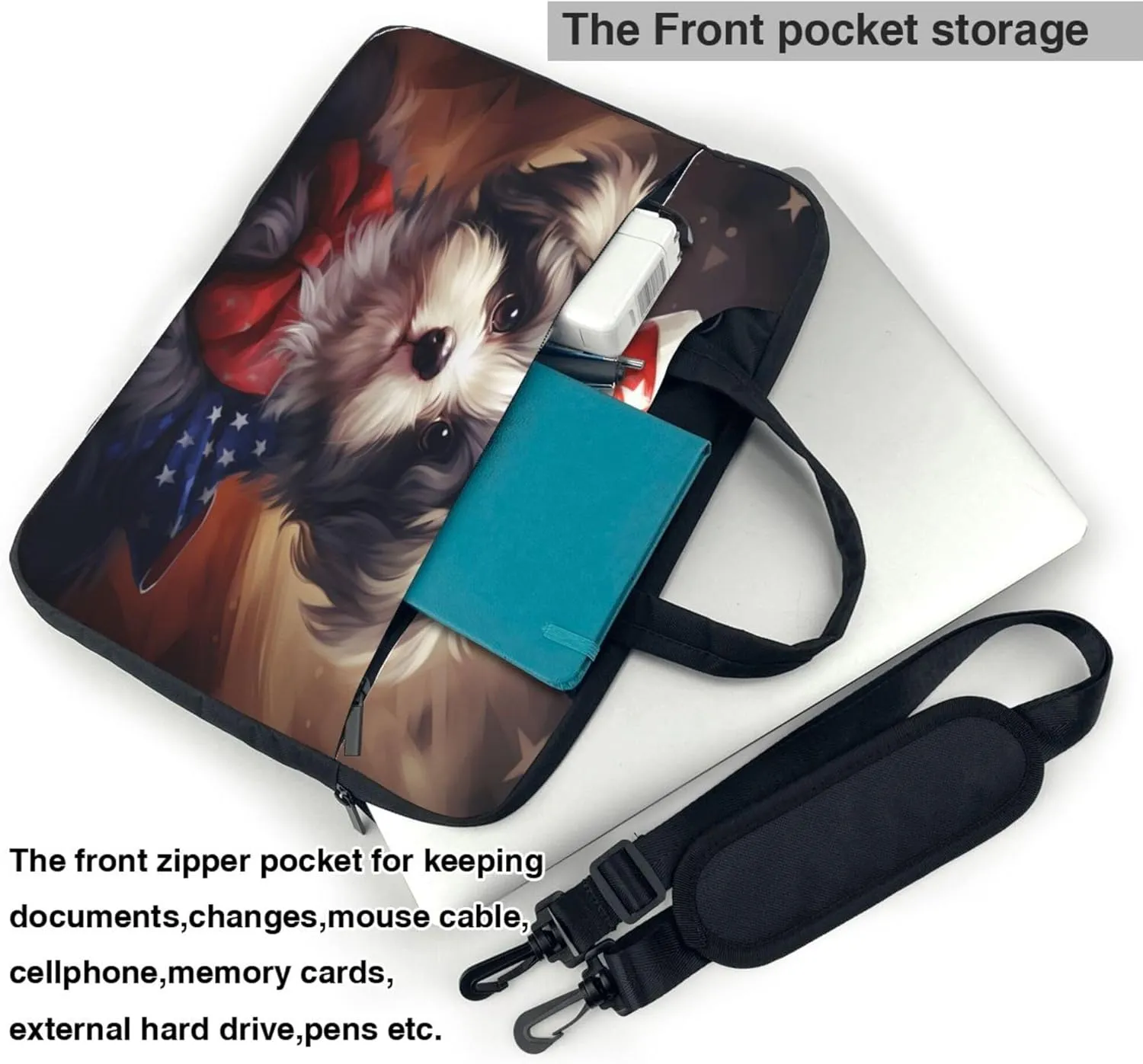 Cut Puppy Animal Painted Laptop Shoulder Bag for Women, Laptop Sleeve Case Durable Computer Bag