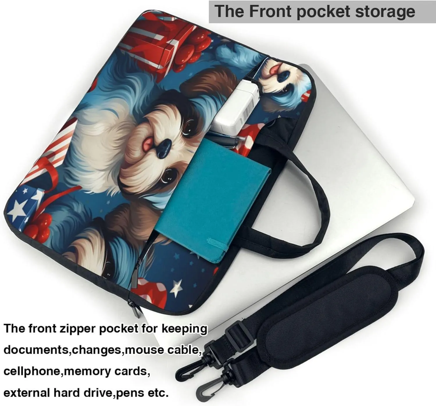 Cut Puppy Dog Gift Laptop Shoulder Bag for Women, Laptop Sleeve Case Durable Computer Bag
