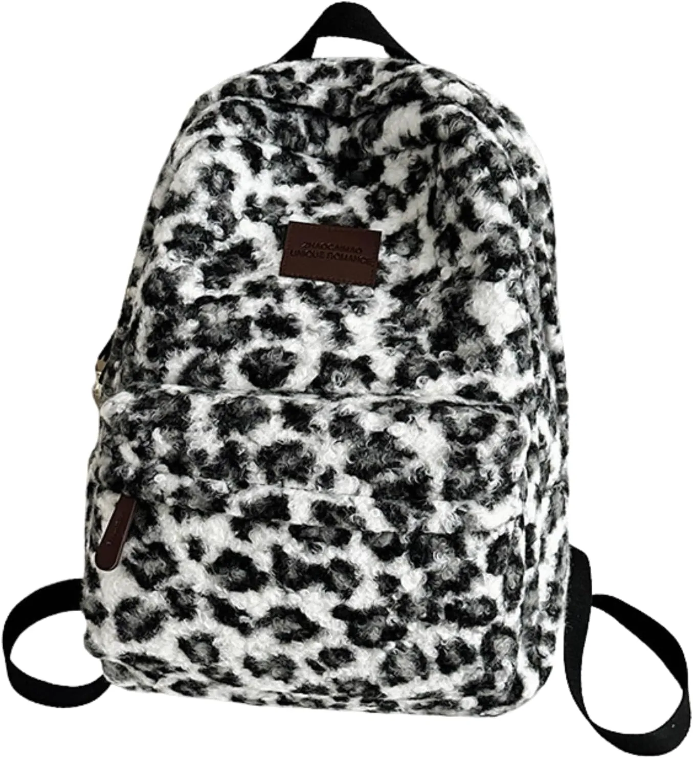 Cute Backpack Fuzzy Cheetah Shoulder Bag, Y2k Purse Fleece Chic Bookbag Trendy Aesthetic Coquette Daypack 90s Purse (White Cheetah)
