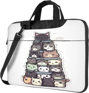 Cute Cat Animal Pattern Laptop Shoulder Bag for Women, Laptop Sleeve Case Durable Computer Bag