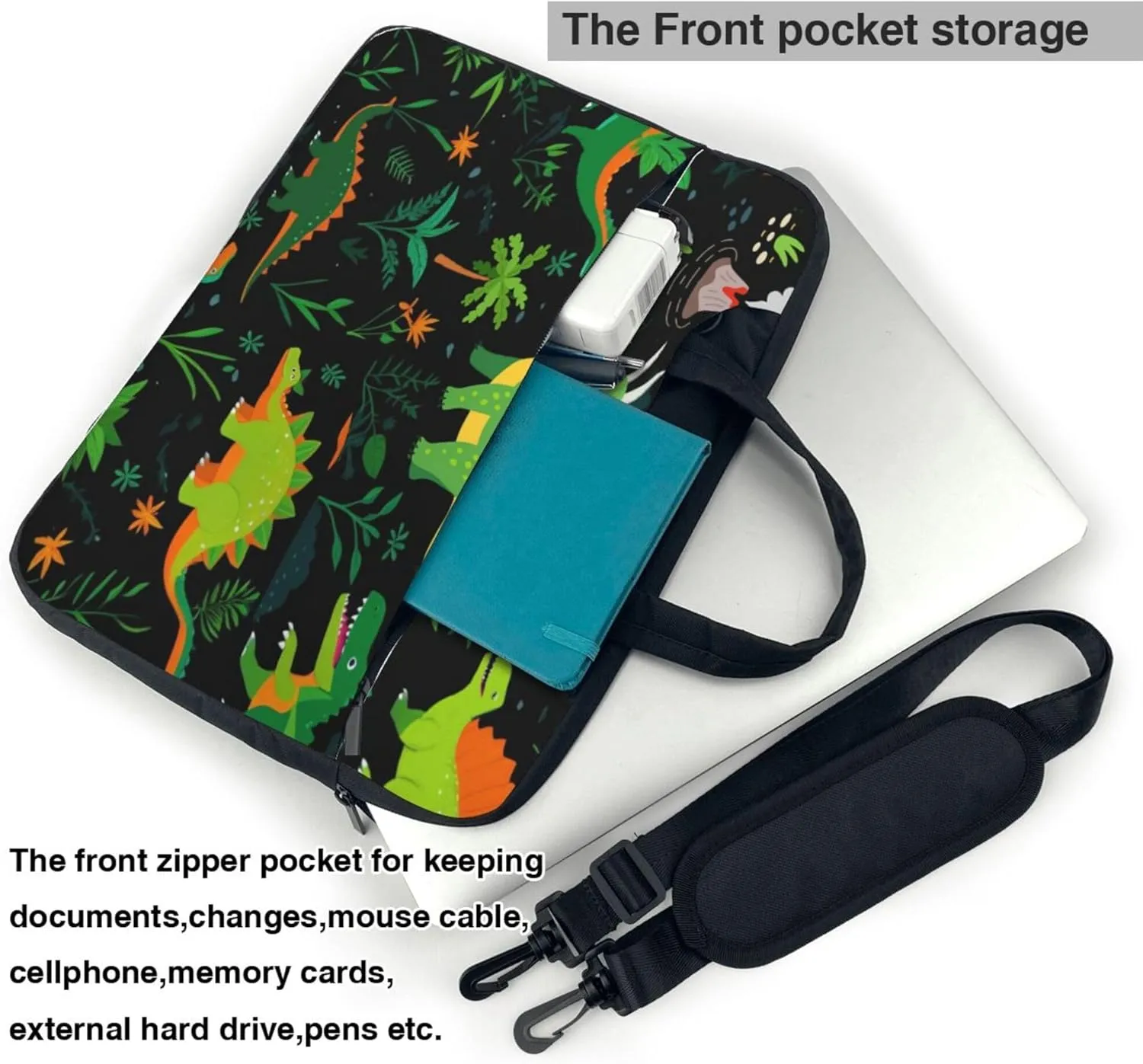 Cute Dinosaur Laptop Shoulder Bag for Women, Ethnic Dinosaur Laptop Sleeve Case Durable Computer Bag