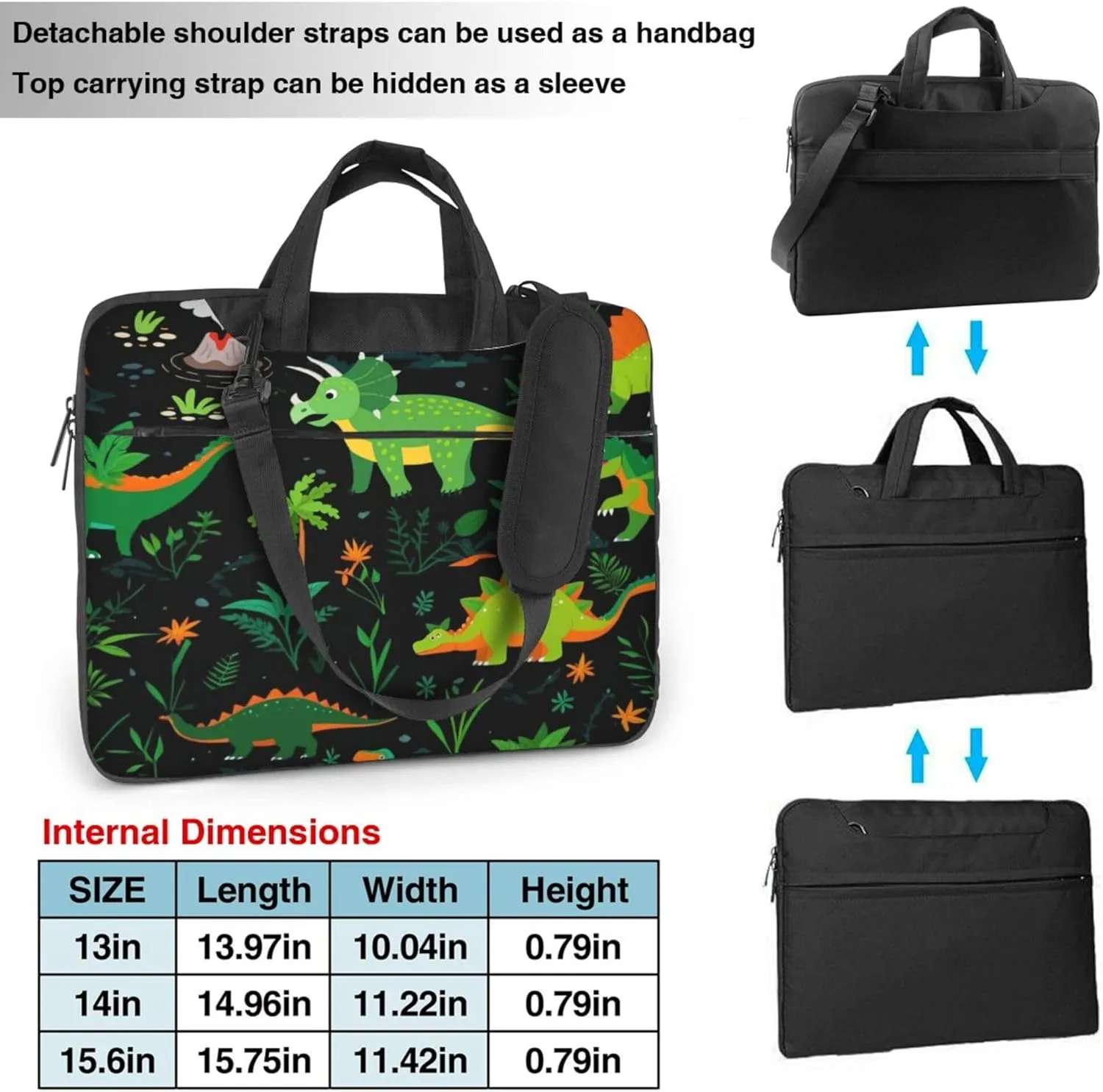 Cute Dinosaur Laptop Shoulder Bag for Women, Ethnic Dinosaur Laptop Sleeve Case Durable Computer Bag