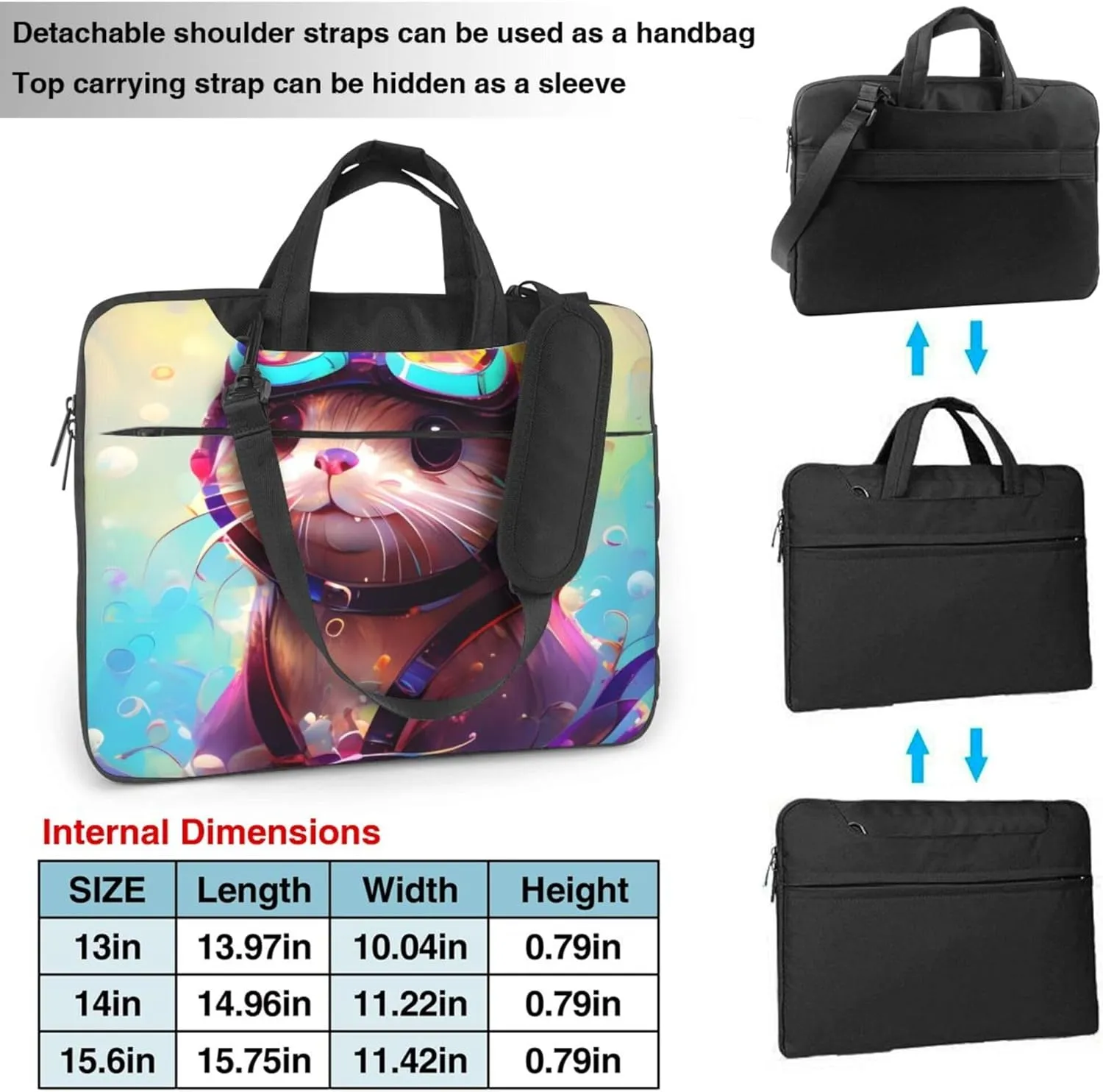 Cute Otter Laptop Shoulder Bag for Women, Colorful Sea Animal Laptop Sleeve Case Durable Computer Bag