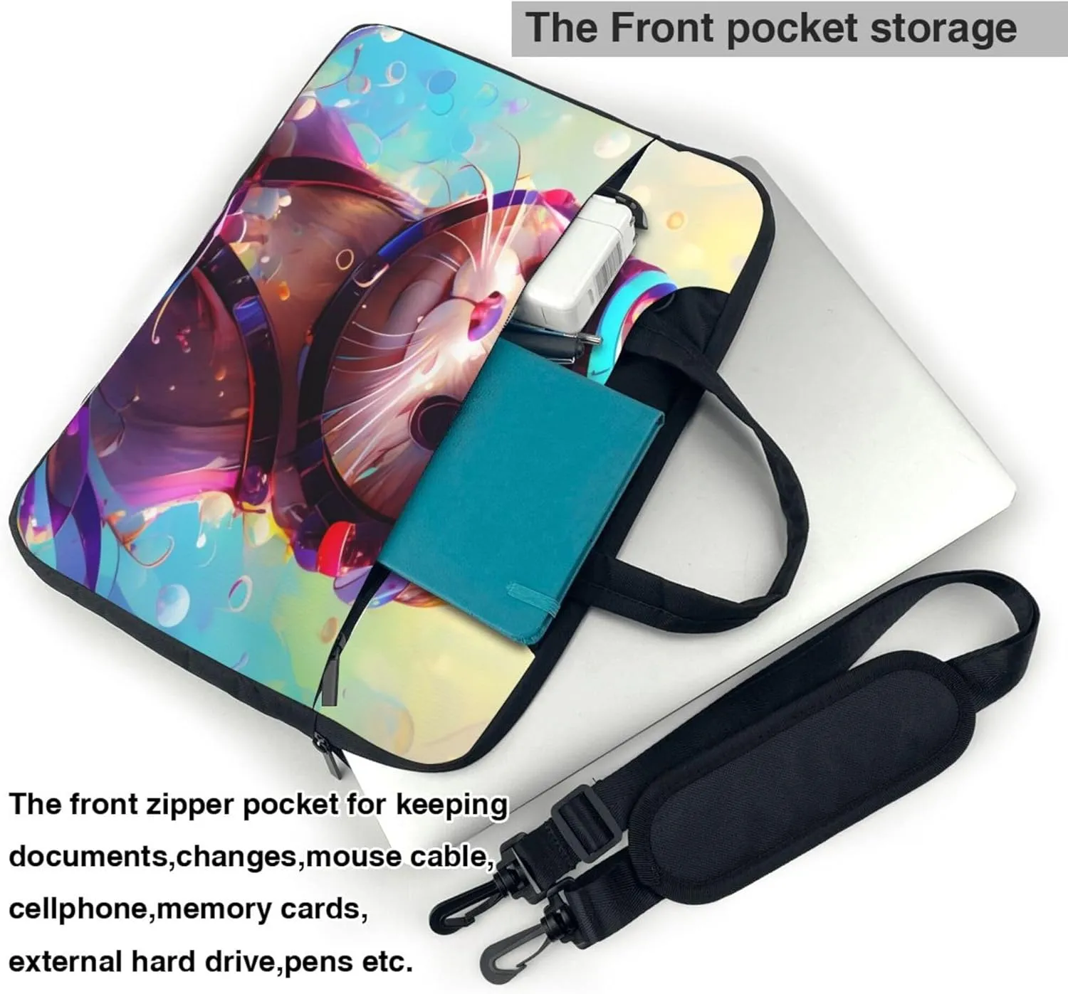 Cute Otter Laptop Shoulder Bag for Women, Colorful Sea Animal Laptop Sleeve Case Durable Computer Bag