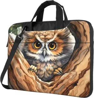 Cute Owl Tree Leaves Laptop Shoulder Bag for Women, Laptop Sleeve Case Durable Computer Bag