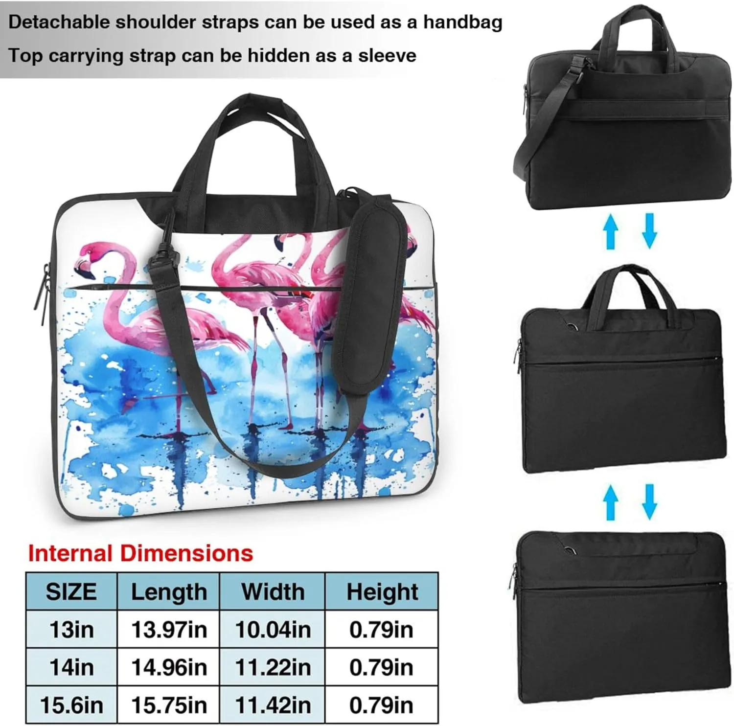 Dancing Flamingos Laptop Shoulder Bag for Women, Funny Bird Laptop Sleeve Case Durable Computer Bag