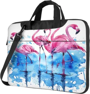 Dancing Flamingos Laptop Shoulder Bag for Women, Funny Bird Laptop Sleeve Case Durable Computer Bag