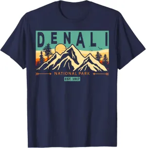 Denali National Park mountains Nature retro sunset vintage T-Shirt