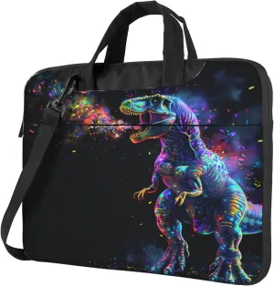 Dinosaur Space Laptop Shoulder Bag for Women, Glowing Dinosaur Laptop Sleeve Case Durable Computer Bag