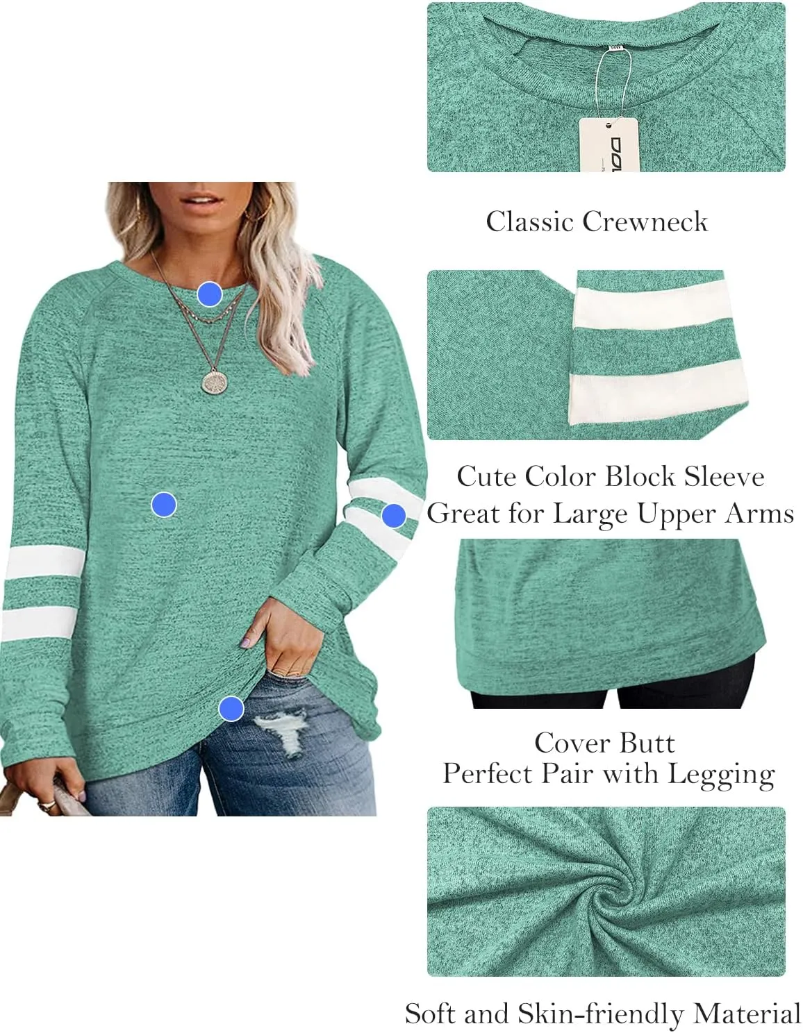 DOLNINE Plus Size Sweatshirts for Women Long Sleeve Oversized Tunic Tops