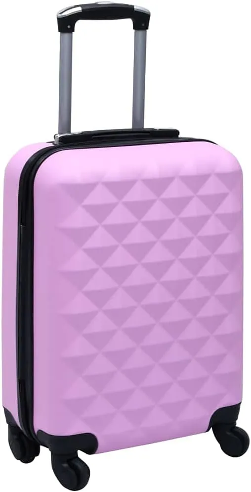 Durable and Lightweight Hardcase Trolley for Travel, ABS Material, Organizing Straps, 360-Degree Castors, Pink